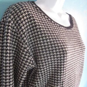 J Ferrar VINTAGE Italian Wool Houndstooth Check Pullover Sweater Size M 40" Bust